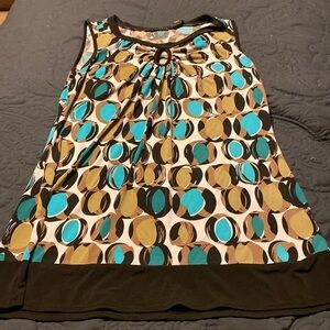 Apostrophe  sleeveless high neck tunic 94% poly 6% spandex  black teal t…